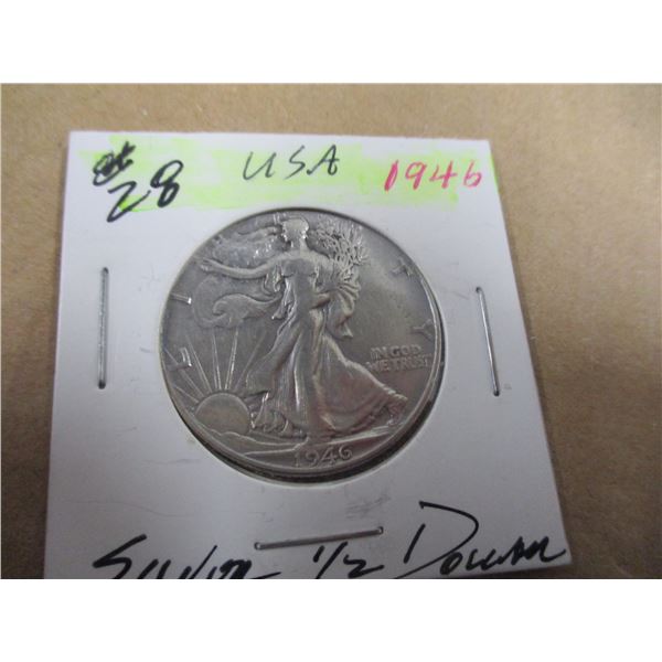 1946 USA WALKING LIBERTY SILVER HALF DOLLAR