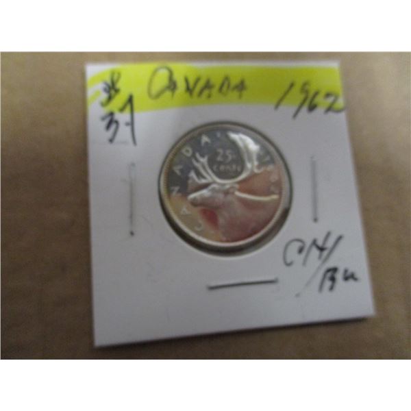 1962 CH/BU PROOF LIKE CANADA SILVER QUARTER