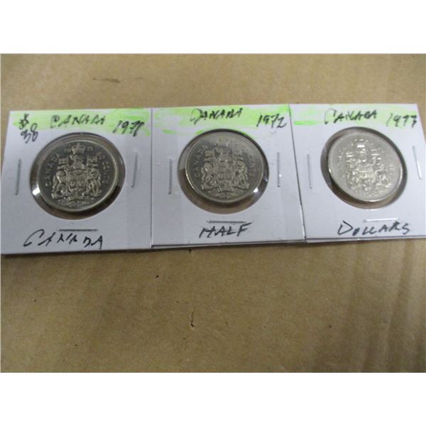1971, 1972 & 1973 CANADA HALF DOLLAR SET
