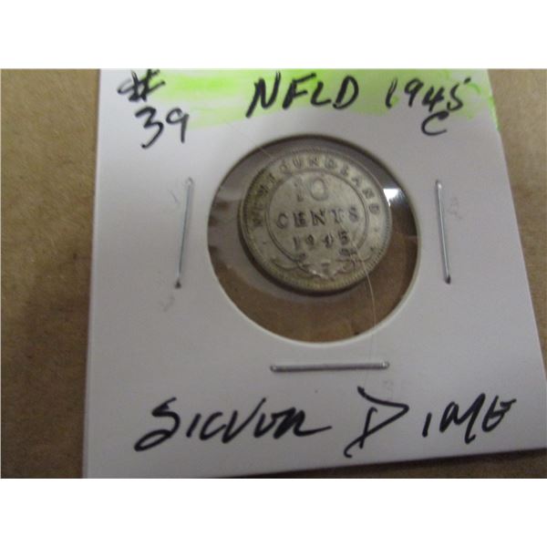 1945C NEWFOUNDLAND SILVER DIME