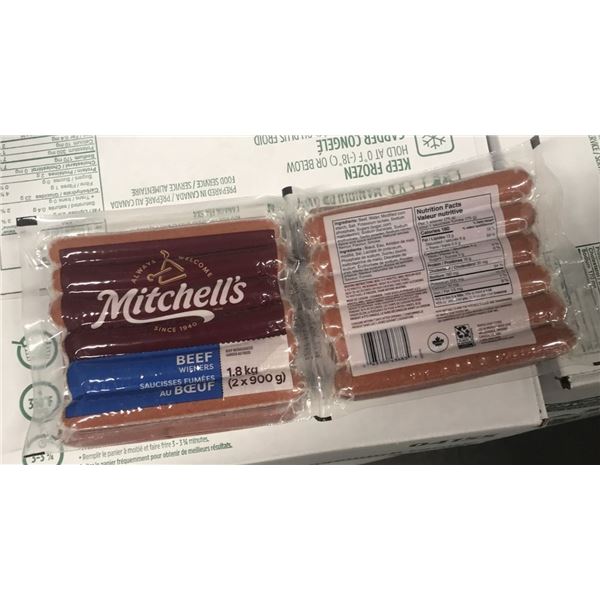 FROZEN:  MITCHELL'S JUMBO BEEF WEINERS (2 X 450G)