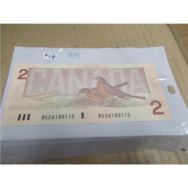 1986 BIRD SERIES LAST OF CANADA $2 BILLS
