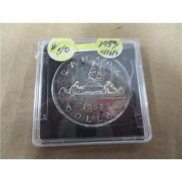 1953 NO SHOULDER STRAP CH/BU CANADA SILVER DOLLAR