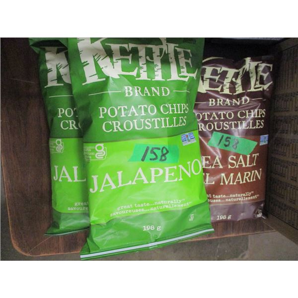 SHELF PULLS (AS IS):  3 BAGS OF ASSORTED CHIPS (2 JALAPENO & 1 SEA SALT)