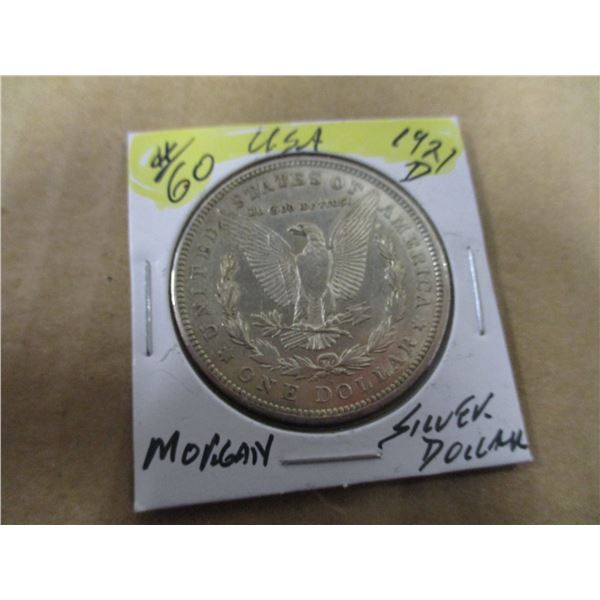 1921 D USA MORGAN SILVER DOLLAR