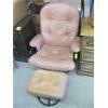 Image 1 : LEATHER SWIVEL CHAIR W/FOOTSTOOL