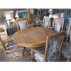 Image 1 : OAK DINING TABLE W/6 UPHOLSTERED & OAK CHAIRS - ALL ARMCHAIRS