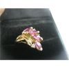 Image 3 : LADIES 14KT RING W/4 PINK STONES & 2 SM. DIAMONDS, SZ 4 3/4