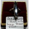 Image 1 : LADIES 10KT RING W/LG BLACK STONE, SZ 5 1/2