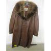 Image 1 : MEN'S LONG LEATHER COAT W/FUR COLLAR, SZ 32