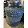 Image 1 : 4x 5 bolt 17" rims with 3 Cooper Discoverer 265/70R17 tires (worn)