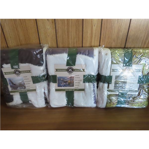 3 sherpa blankets - 50"x60"