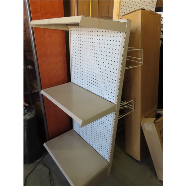 display shelf with pegboard and wire rack - 24"x15"X54"H