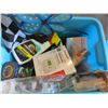 Image 2 : assorted tote - cleaners, tins, hammer, doorknob, etc.