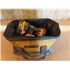 Image 1 : assorted Dewalt cordless tools and batteries with tool bag