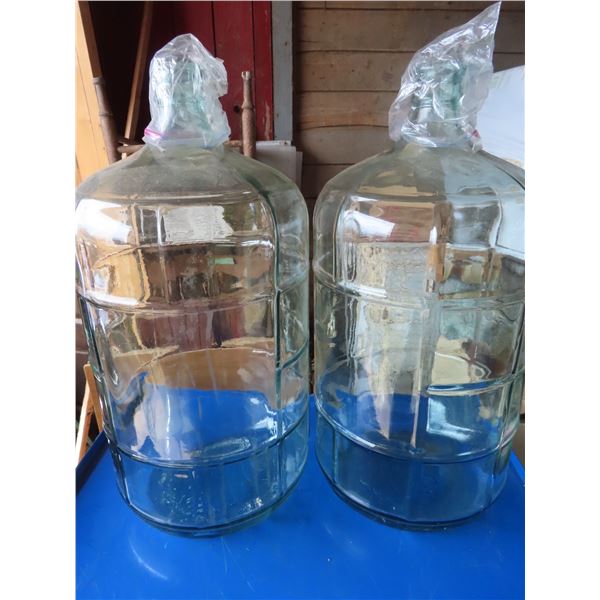 2 large 6 gallon glass wine making containers