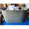 Image 1 : galvanized steel pail w/ 2 rolls of poly