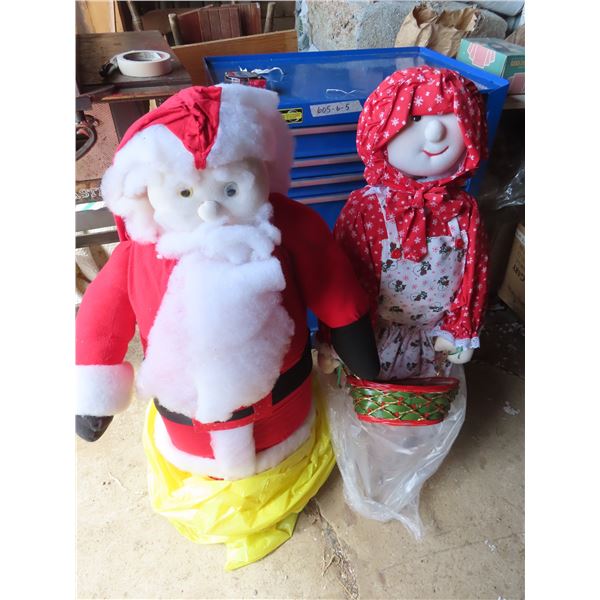 plush santa and plush female doll stand 36" tall