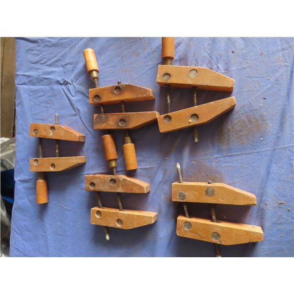 lot of vintage wood clamps