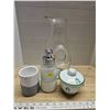 Image 1 : Norwex bathroom set - toothbrush & soap dispenser + Grindley hotelware England covered dish and larg