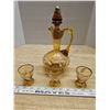 Image 1 : Bohemian amber glass decanter set with 3 glasses