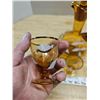 Image 2 : Bohemian amber glass decanter set with 3 glasses