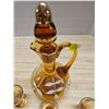 Image 3 : Bohemian amber glass decanter set with 3 glasses