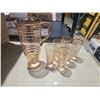 Image 1 : pink mid century modern water pitcher with 6 glasses