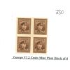 Image 1 : George VI two cents 2¢ mint plate block of four stamps