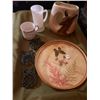 Image 1 : Butterfly Tray, Owl Trivets, Mugs, Deer Vase