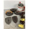 Image 4 : MISC LOT SMALL CROCK JUG SAD IRONS TRIVETS ETC