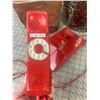Image 2 : VINTAGE LOT RED DIAL PHONE WASTE BASKET PIE BIRD BINOCULARS