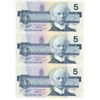 Image 3 : 6 - 1986 Canadian UNC consecutive, 5 dollar bills - Knight/Thiessen - ANJ 6443432-37