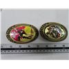 Image 1 : 2 belt buckles- ninja+ kung.fu brass