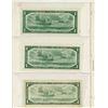 Image 2 : 3 - 1954 Canadian 1 dollar bills - 1 is Devil's face - Beattie/Coyne L/A 6419321 - Beattie/Rasminsky