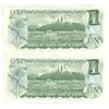 Image 2 : 2 - 1973 Sequential Canadian 1 dollar bills - Crow/Bouey - ECH 7904741-42