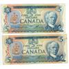 Image 1 : 2 - 1979 Canadian 5 dollar bills - Lawson/Bouey - Assorted serial #'s