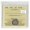 Image 1 : 1911 ICCS graded, Canadian silver 5 cent coin - VG8