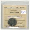 Image 1 : 1947 ICCS graded, Canadian 5 cent coin - MS60