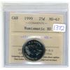Image 1 : 1999 ICCS graded, Canadian 25 cent coin - MS67