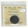 Image 1 : 2011 ICCS graded, "Orca" Canadian 25 cent coin - MS64