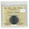 Image 1 : 2011 ICCS graded, "Falcon" Canadian 25 cent coin - MS64