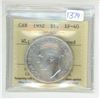 Image 1 : 1952 ICCS graded, Canadian silver voyageur dollar - EF40