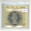 Image 1 : 1954 ICCS graded, Canadian silver voyageur dollar - MS64