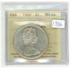 Image 1 : 1966 ICCS graded, Canadian silver voyageur dollar - MS64