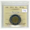 Image 1 : 2013 ICCS graded, Canadian 2 dollar toonie coin - MS64