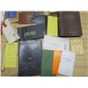 Image 9 : vintage pamphlets and assorted office supplies, paper shredder, envelopes, dart board, etc.
