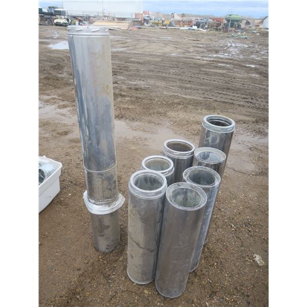 9pc of insulated chimney pipe - approx. 7.5", 8" & 8.5", varying condition