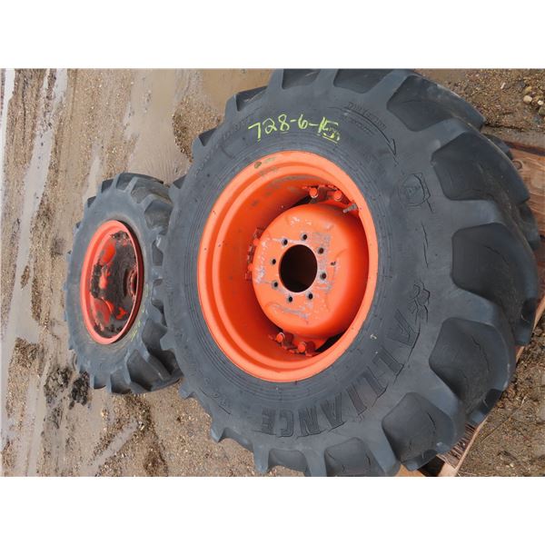 pair of alliance power drive tires 14.9x24 on rims