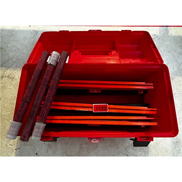 Red tool box for with flares/triangles